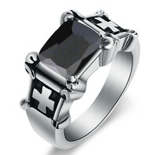 Men's Vintage Large Red CZ Ring Stainless Steel Classic Claw Cross  Gothic Biker Knight Ring For Women Fashion Rings Christmas 2024 - buy cheap