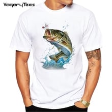 Men's T-Shirts Big Fish 3D print Largemouth Bass Fish White t shirt men Casual brand short sleeves tee shirt homme   2024 - buy cheap