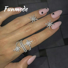 Funmode Fashion Unique Design Cubic Zirconia Rings Sparking Geometric Shape Adjustable Ring for Women Party Accessories F006R 2024 - buy cheap