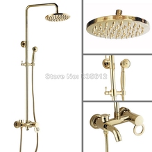 Wall Mounted Bathroom Gold Color Brass Single Handle Bathtub Mixer Tap Rain Shower Faucet Set with Handheld Shower Head Wgf402 2024 - buy cheap