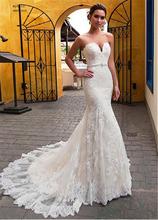 Женское свадебное платье без рукавов, фатиновое платье с юбкой-годе, со шлейфом 2024 - купить недорого