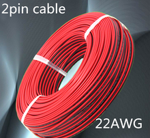 100m/lot, red black Tinned copper PVC insulated Electronic cable wire extension cord 2pin AWG 22 LED 3528 5050 strip cable 2024 - buy cheap