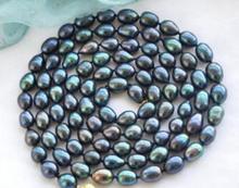 Jewelry Pearl Necklace 9-10mm New Tahitian Black Natural Pearl Necklace 48"   Free Shipping 2024 - buy cheap