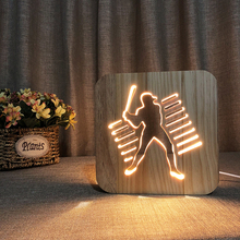 Lámpara LED de talla de madera para jugar en casa, luz de noche de béisbol 3D para dormitorio de niños, regalos para amigos, Lava, blanco cálido 2024 - compra barato