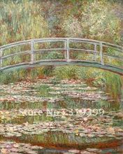 100% hecho a mano Claude cuadro al óleo de Monet reproducción sobre lienzo de lino, Puente sobre un estanque de lirios de agua, envío gratis, 2024 - compra barato
