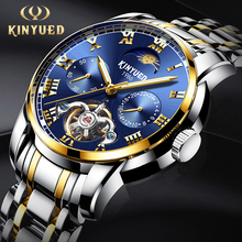 KINYUED Top Brand Mens Watches Skeleton Mechanical Automatic Watch Men Calendar Waterproof Stainless Steel Reloj Hombre Dropship 2024 - buy cheap