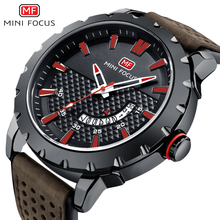 MINI FOCUS-reloj de cuarzo deportivo para hombre, cronógrafo de pulsera militar, resistente al agua, con correa de cuero, color negro, 0150G 2024 - compra barato