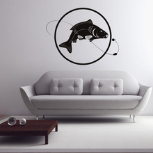 Fish Line Bait Fishing Wall Sticker Circle Home Decor Bedroom Wall Decor Vinyl Living Room Removable Wall Decals 2024 - buy cheap