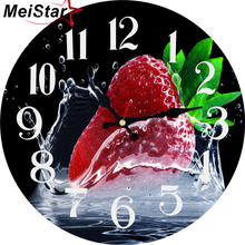 MEISTAR Vintage Round Clock Creative Strawberry Design Silent Living Corridor Kitchen Home Decor Watches Large Art Wall Clock 2024 - buy cheap