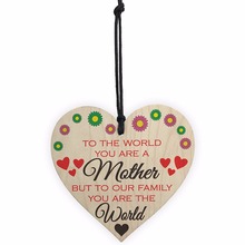 Meijiafei MOTHERS DAY WOOD HEART GIFT PERFECT MUM FAMILY YOU ARE THE WORLD HANGING PLAQUE 2024 - buy cheap