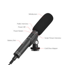 Andoer entrevista profissional microfone comutável omni-direcional cardióide pick-up modo microfone para canon nikon sony dslr 2024 - compre barato
