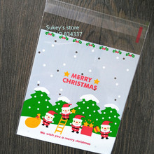 100pcs/lot Plastic packaging bags, Santa Claus cookies bag, Christmas gift bags  10x10 2024 - buy cheap