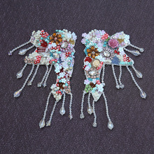 Parche de cuentas de diamantes de imitación de flores, broche de cristal, parche para coser en tela, decoración de bolsas de ropa de moda 2024 - compra barato