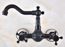 Oil Rubbed Brass Basin Faucets Wall Mount Kitchen Bathroom Sink Faucet Dual Handle Swivel Spout Hot Cold Water Mixer Tap tnf878 2024 - buy cheap