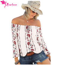 Dear Lover Shirts Blouses Women White Floral Print Elastic Long Sleeve Off Shoulder Tops Ladies Clothes Loose Pullovers LC251350 2024 - buy cheap