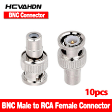 HCVAHDN 10pcs BNC Male to RCA Female Coax Cable Connector Adapter F/M Coupler for CCTV Camera 2024 - buy cheap