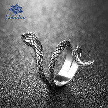 Индивидуальное Винтажное кольцо в стиле панк, кольцо в виде змеи, рок, в форме животного, серебряный цвет, для мужчин, подарок, ювелирные изделия для вечеринок 2024 - купить недорого