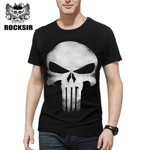 Rocksir 3D футболка с черепом, мужские хлопковые топы, футболка с принтом Карателя, футболка с коротким рукавом, Мужская футболка в стиле хип-хоп, Homme, брендовая одежда 2024 - купить недорого