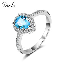 Элегантное женское кольцо с камнем, циркониевые кольца, синяя капля воды 585, белое золото, ювелирное изделие для женщин, свадебные кристаллы, Anillos dm007 2024 - купить недорого