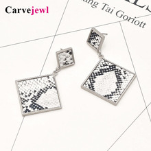 Carvejewl big earrings snake print double square pendant drop dangle earrings women jewelry US fashion Punk earrings wholesale 2024 - buy cheap