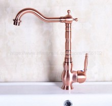 Deck Mounted Antique Red Copper finish bathroom Faucet basin mixer tap Hot and cold water tap znf134 2024 - buy cheap