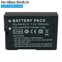 Batería recargable EN-EL14 Cámara enel14, 7,4 V, 1500mAh, Li-ion, para Nikon D3100, D3200, D5100, D5200, D5300, P7100, P7800, EN-EL14A 2024 - compra barato