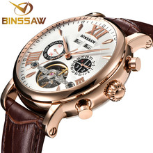 BINSSAW Men New Tourbillon Automatic Mechanical Watch Luxury Fashion & Casual Brand Leather Man Week Gold Self-Wind Watches 2024 - buy cheap