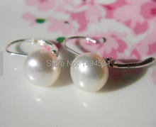 Wholesale Pearl Jewelry, 9MM Large White Genuine Freshwater Pearl Earrings , Sterling Silvers Earring Bridal Bridesmaid Wedding 2024 - buy cheap