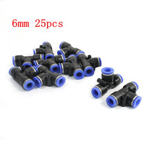 Piping T-type Push In Equal Tee Pneumatic Air Quick Connector PE06 6mm Pack of 25 2024 - buy cheap