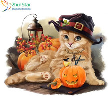 DIY Halloween Diamond Painting Cat Diamond Embroidery Animals Decoration Home Full Square Drill Picture Of Rhinestone XY1 2024 - buy cheap