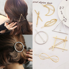 Accesorios para el cabello de mujer a la moda Clip de pelo triangular de Metal de aleación geométrica para el cabello Luna círculo horquilla Barrette para ni?as 2024 - compra barato