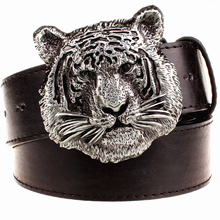 Tiger belt Men's leather belt tiger head pattern metal buckle strap male leather belt western cowboy style belt gift for men 2024 - buy cheap