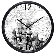 Reloj moderno de pared de cristal de Metal con escena de cuarzo del kmlin Rusia reloj silencioso de Hotel 2024 - compra barato