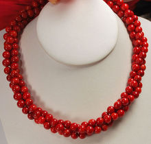Encantador design 3 fios vermelho coral redondos miçangas torção ouro colar de alternância frete grátis aaa 2024 - compre barato