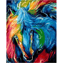 Pintura por números diy dropshipping 40x50x65cm pintura a cores cavalo cabeça animal lona decoração do casamento arte imagem presente 2024 - compre barato