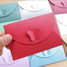 100pcs/lot-10.5*7cmcm Small Paper envelope Colorful Butterfly clasp envelopes wedding invitation envelope gilt envelope 2024 - buy cheap