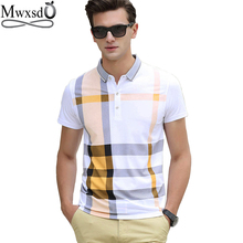 Mwxsd brand casual men's plaid polo shirts short sleeve men cotton stripe polo shirt men slim fit camisas polo 2024 - buy cheap