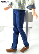 Azul 1/6 roupa de boneca de menino calças jeans artesanais para boneca ken calças para barbie boyfriend ken prince masculino acessórios de boneca de menino 2024 - compre barato