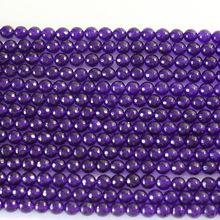 Fashion purple jades stone chalcedony 4mm 6mm 8mm 10mm 12mm faceted round loose beads fit diy necklace jewelry 15inch B03 2024 - buy cheap