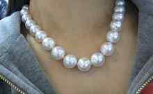 New charming gorgeous 13-14mm south sea natural south sea round white pearl necklace 18inch earring set 2024 - buy cheap