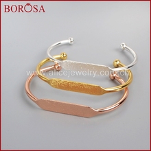 BOROSA 10pcs Wholesale Gold Color Brass Blank Bangle Settings Golden Flat Cuff Bracelet Bangle Making PJ026-G 2024 - buy cheap
