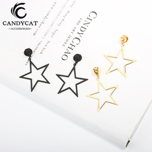 Trendy Big Geometric Clip Drop Earrings For Women Simple Hollow Star Hanging No Pierced Ear Earrings Fashion Jewelry Wholesale 2024 - buy cheap