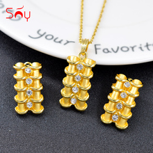 Sunny Jewelry Hot Selling Jewelry Set For Women Earrings Necklace Pendant Jewelry Findings For Anniversary Square Jewelry Gift 2024 - buy cheap
