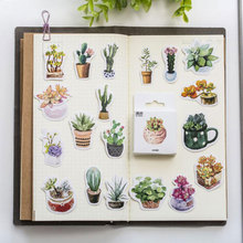 Pegatinas decorativas de plantas bonitas para diario, pegatinas de álbum de recortes de Cactus verde Kawaii, etiqueta de papelería, 50 unids/paquete 2024 - compra barato