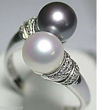 Hot sale new Style >>>>Hot Sell! Real Black White Freshwater Pearl Silver Ring 2024 - buy cheap