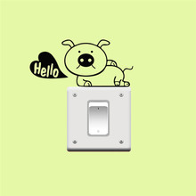 Pegatinas de interruptor "Hello" para decoración del hogar, calcomanías de vinilo Diy para pared de niños, dibujos animados de animales, Mural de arte 2024 - compra barato