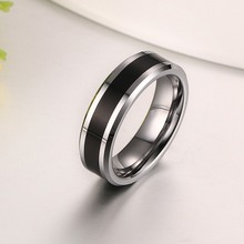 Men's Tungsten Wedding Bands Ring Thin Black Line Engagement Ring USA Male Jewelry 6MM Wide 2024 - buy cheap
