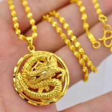 Lifelike Mythical Dragon Shaped Pendant Necklace Yellow Gold Filled Charm Men Women Clavicle Chain 2024 - buy cheap