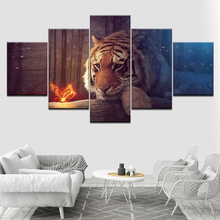 Canvas Painting tiger looking Golden Wall Art Pictures 5 Pieces Modular Wallpapers Poster Print for living room Home Decor 2024 - buy cheap