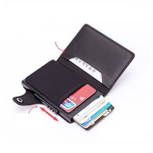 Aluminum RFID Card holders Vintage PU Leather Coin Purses Automatic Slide Card Case Casual Men wallet RFID Blocking Card Wallet 2024 - buy cheap